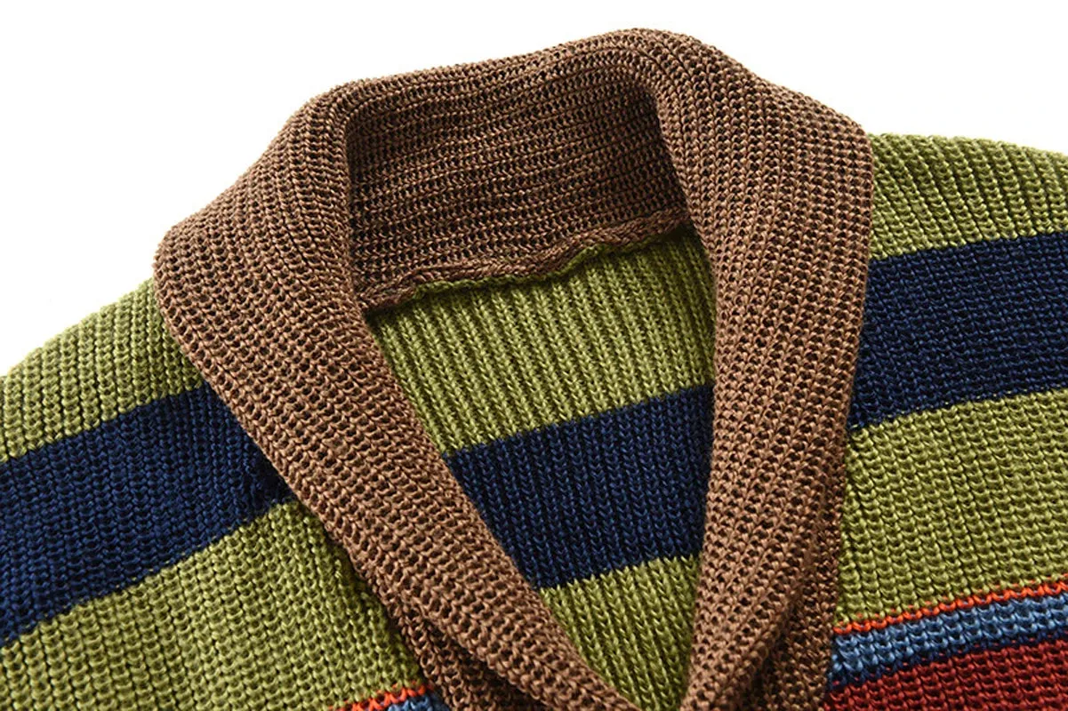 1pc Mens Autumn Cardigans Sweater Men Cardigan Coat Buttons Male Sweaters Rainbow Man Casual Cardigans SW09