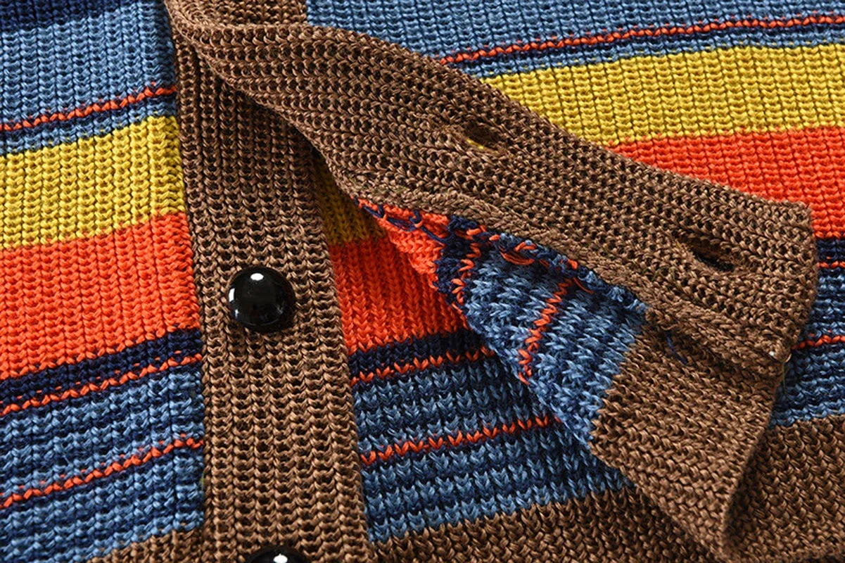 1pc Mens Autumn Cardigans Sweater Men Cardigan Coat Buttons Male Sweaters Rainbow Man Casual Cardigans SW09