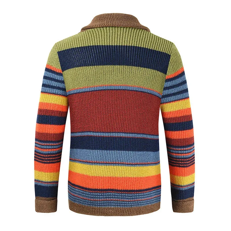 1pc Mens Autumn Cardigans Sweater Men Cardigan Coat Buttons Male Sweaters Rainbow Man Casual Cardigans SW09