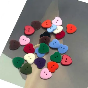 24L/28L Heart-Shaped 2-Hole Velvet Resin Buttons for Cardigans 55 Pack