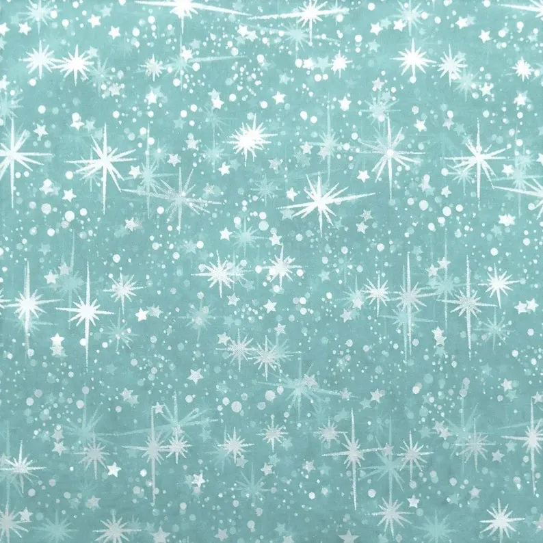60" Wide Foil Star Silver on Sheer Organza Fabric by The Yard ( Mint , by The Yard)