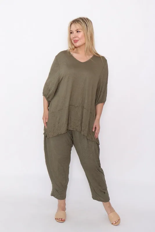 7986 Khaki Crinkle Cotton Square Top & 7718 Comfy pants