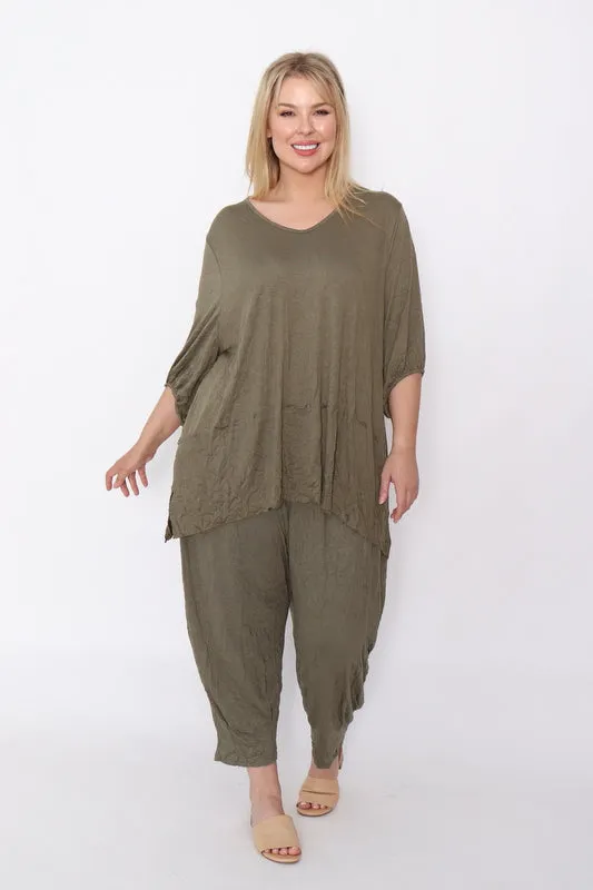 7986 Khaki Crinkle Cotton Square Top & 7718 Comfy pants