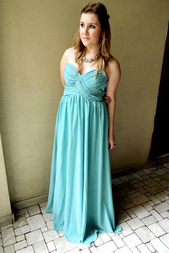 A-line Sweetheart Floor Length Chiffon Sleeveless Prom Dress