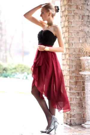 A-line Sweetheart Hi-low Length Tulle Backless Prom Dress