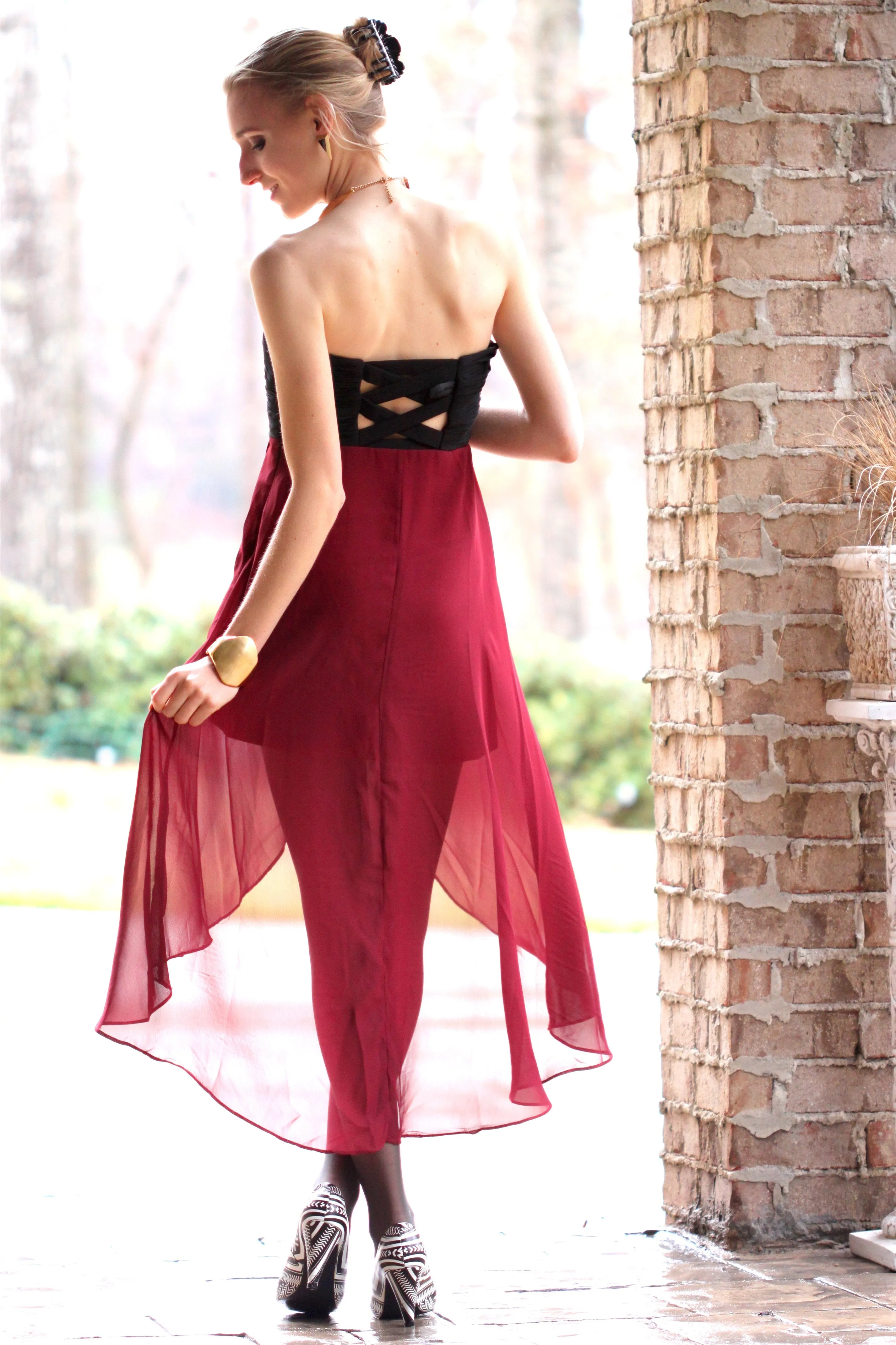 A-line Sweetheart Hi-low Length Tulle Backless Prom Dress