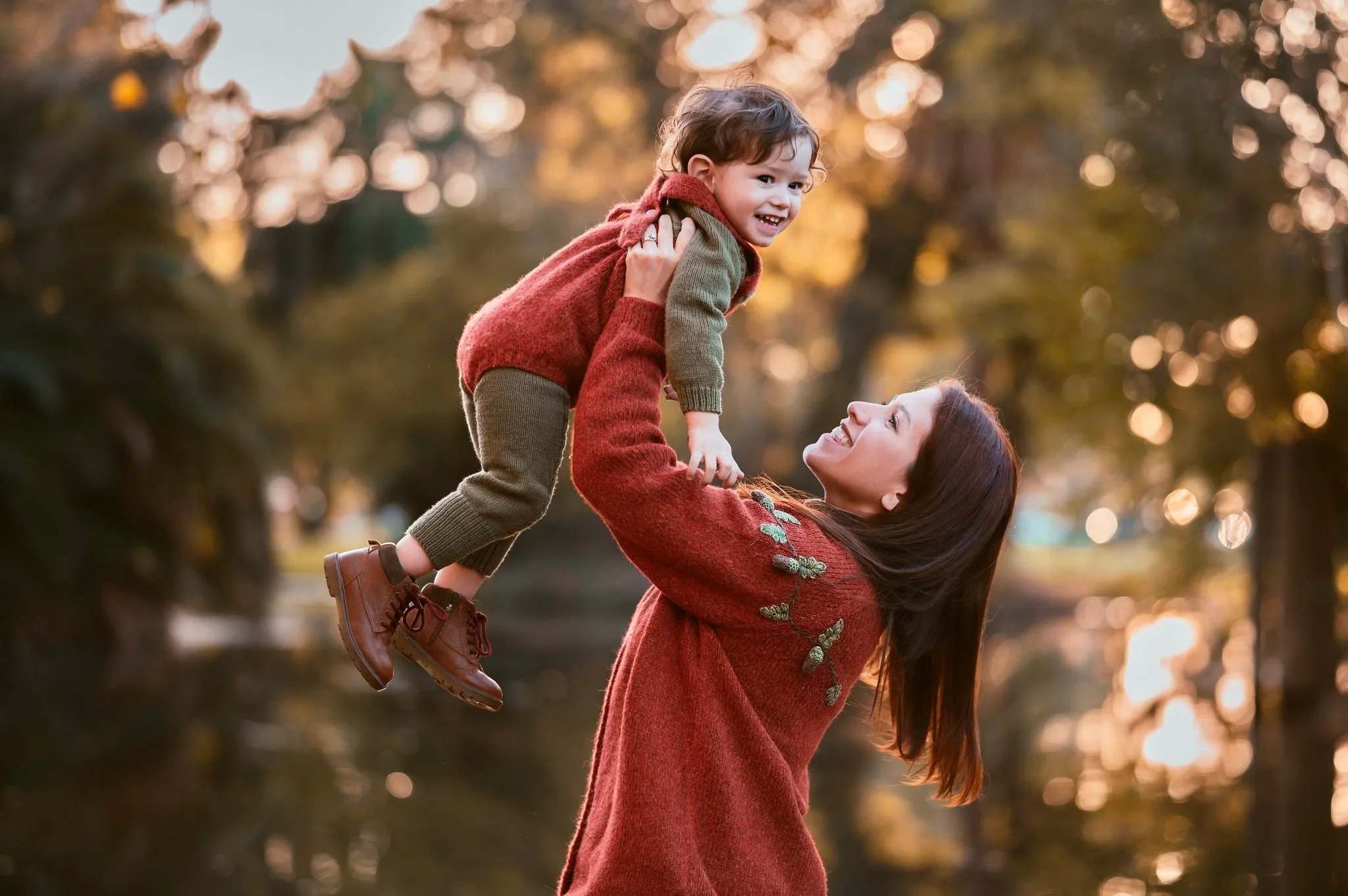 Adult Acorns cardigan | Red-orange