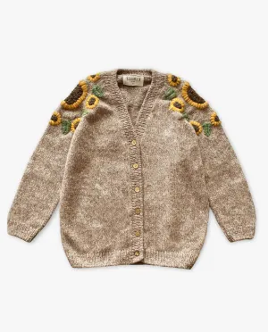 Adult cardigan Sunflowers | Beigebrown