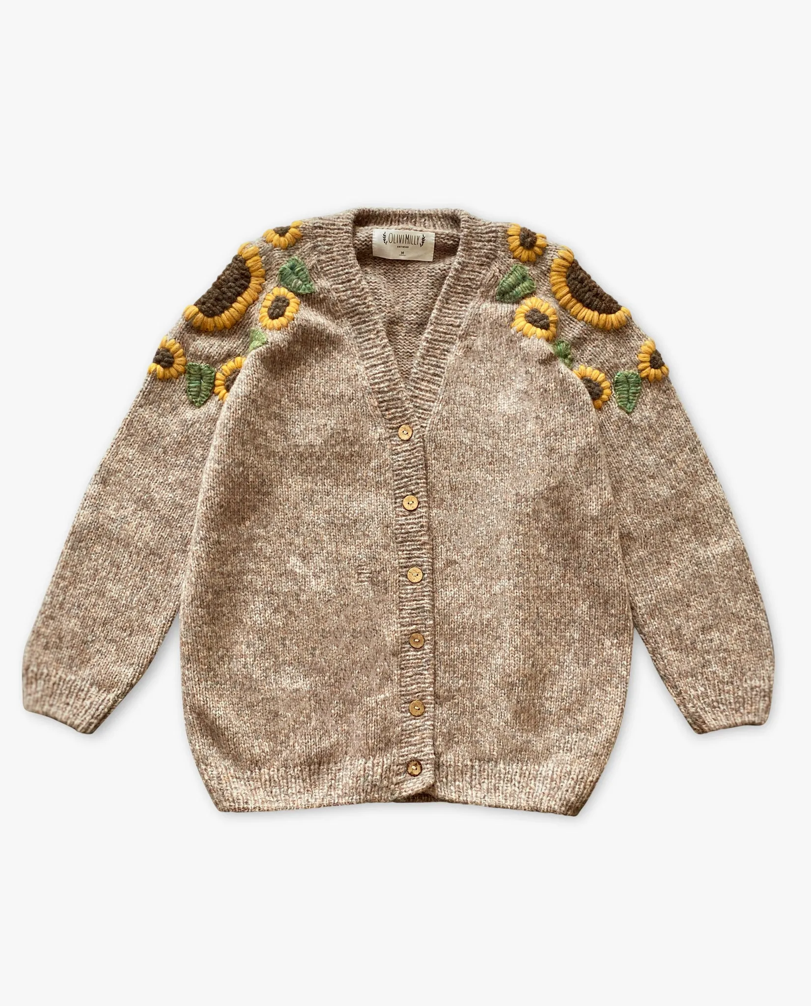 Adult cardigan Sunflowers | Beigebrown