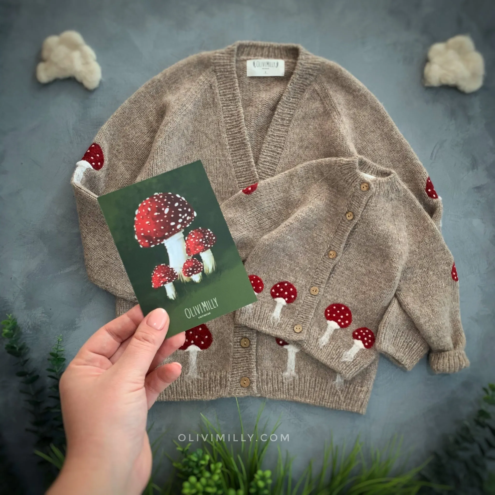 Adult Mushrooms cardigan | Beigebrown