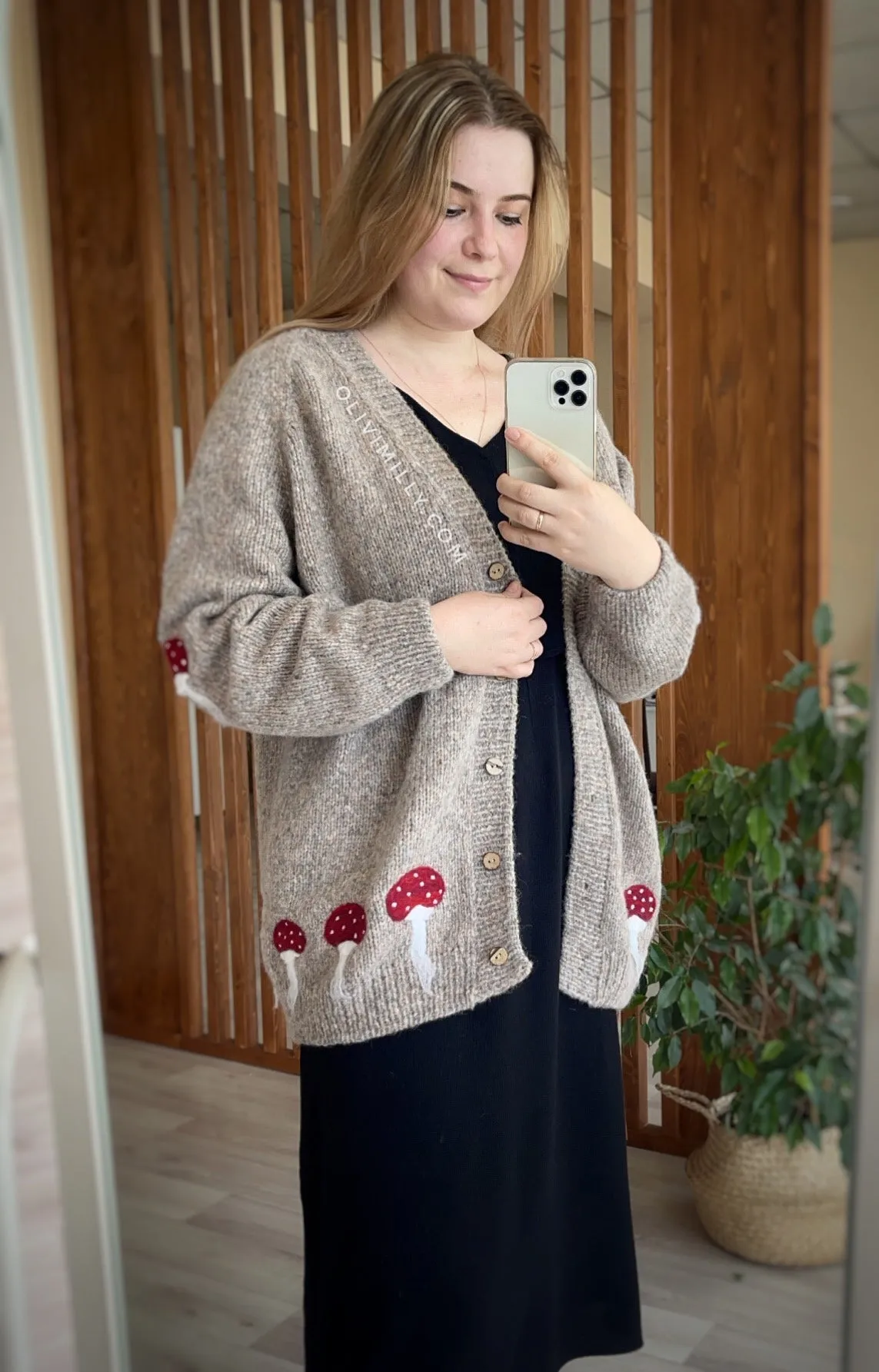 Adult Mushrooms cardigan | Beigebrown
