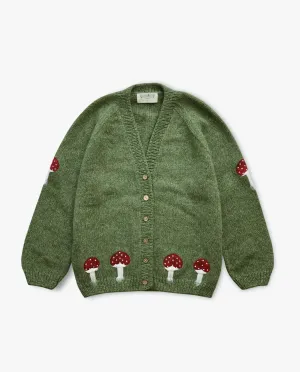 Adult Mushrooms cardigan | Moss Green