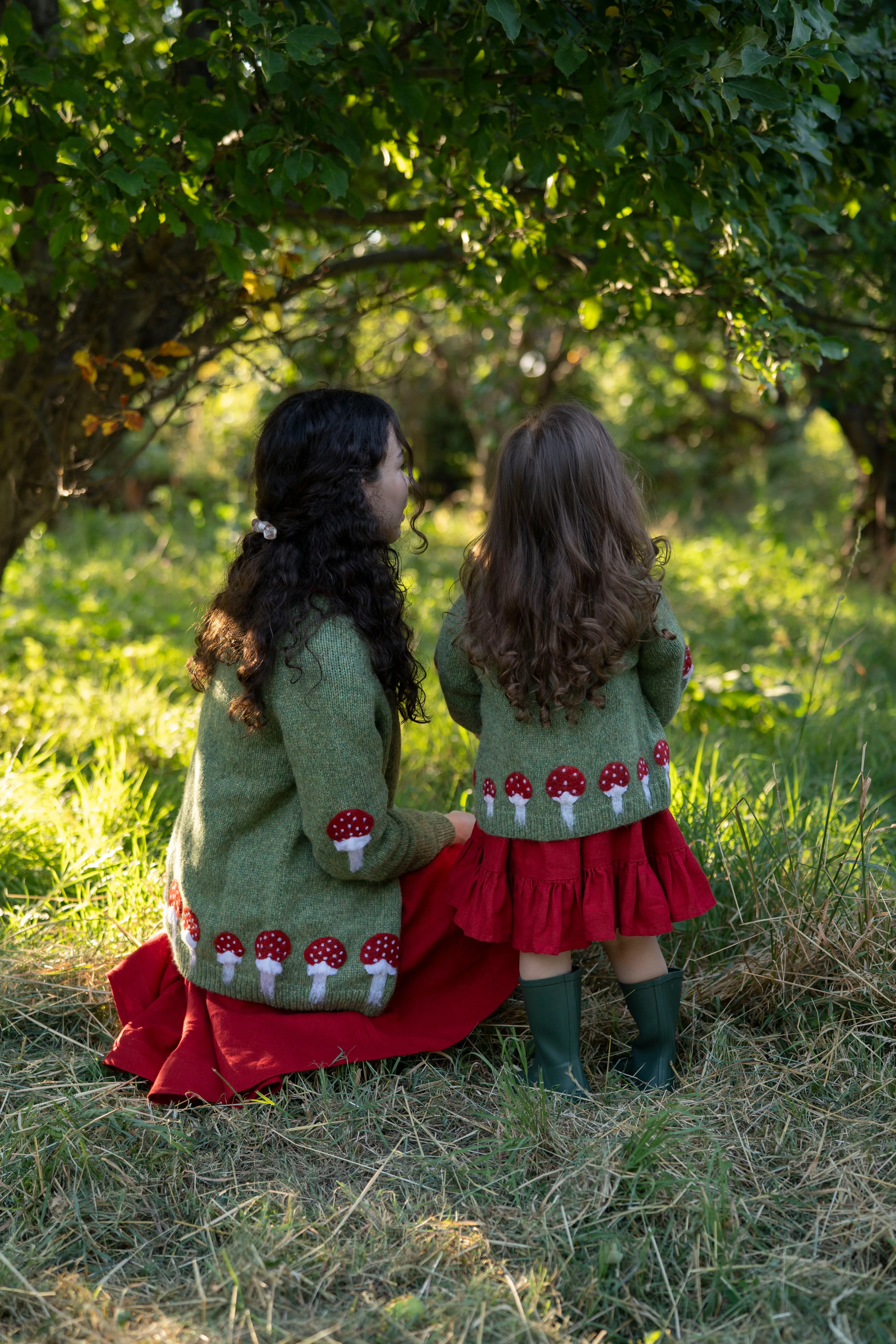 Adult Mushrooms cardigan | Moss Green
