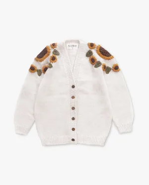 Adult Sunflowers cardigan | Off white