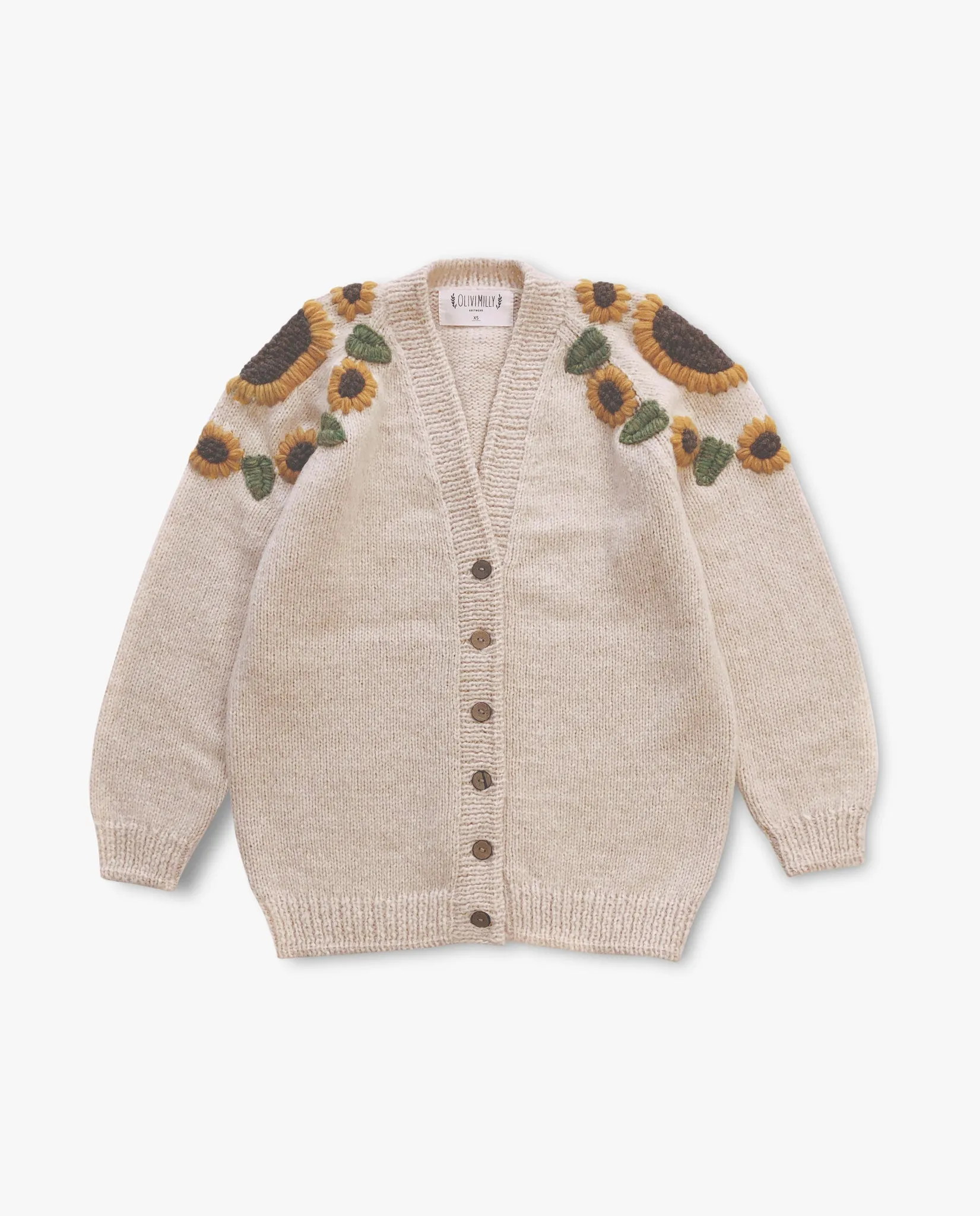 Adult Sunflowers cardigan | Wheat