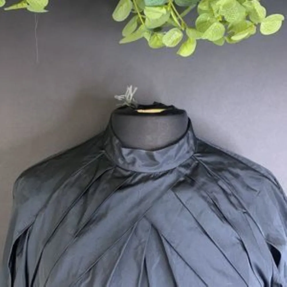 Alberta Ferretti Black Taffetà long-sleeve draped blouse-40