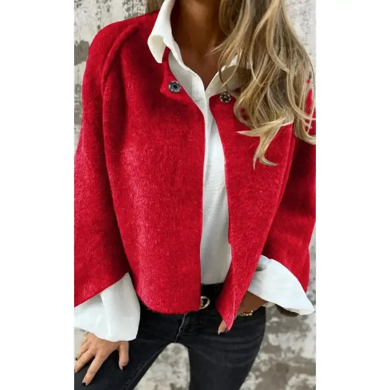 Amalia- Wool Cardigan with Round Neck and Long Sleeves