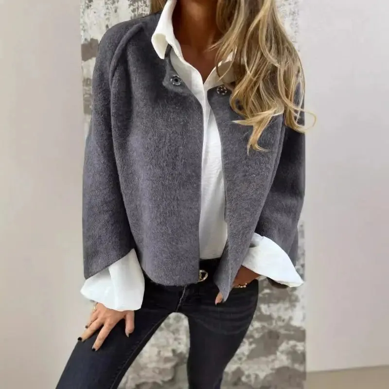 Amalia- Wool Cardigan with Round Neck and Long Sleeves