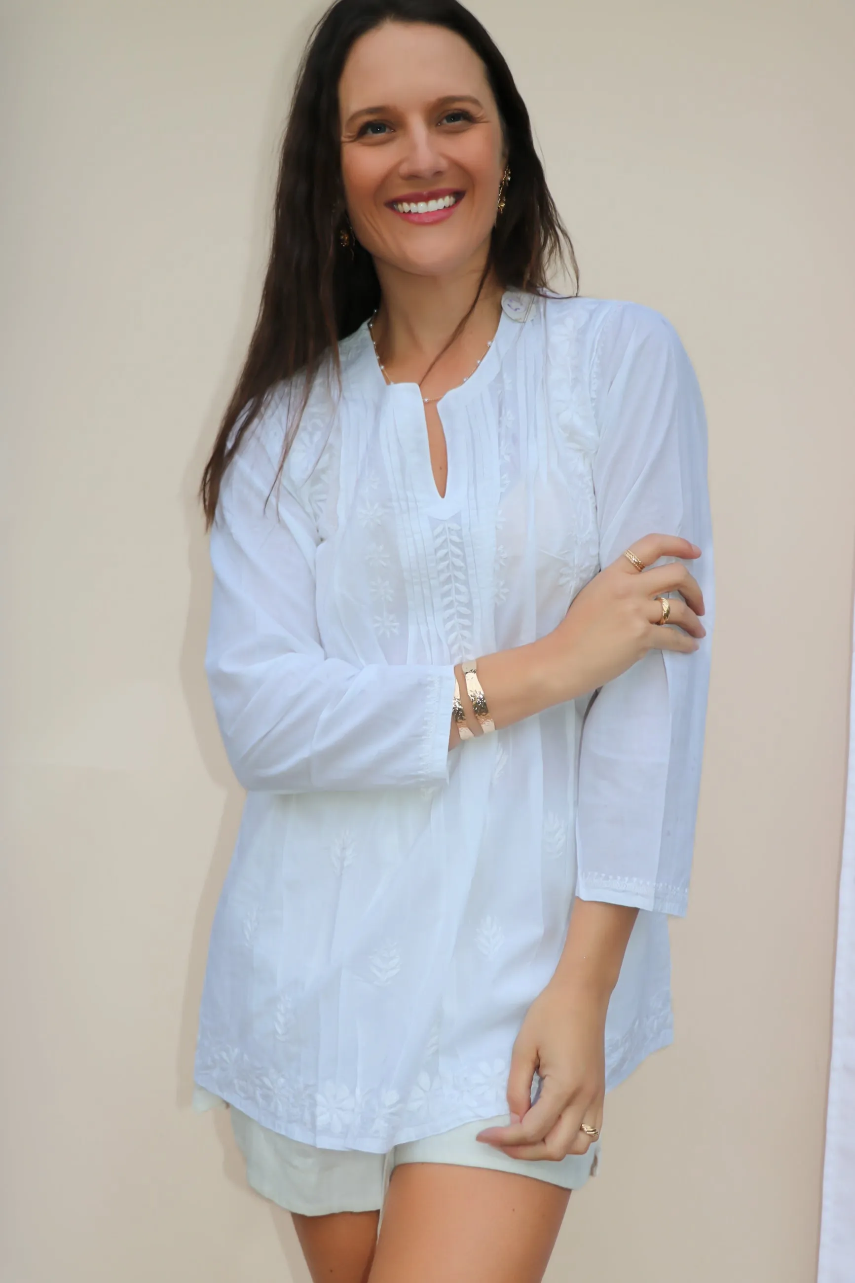 Amara - White Cotton Top