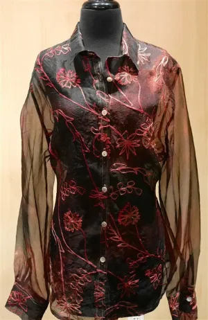 American Colors Embroidered Chiffon Blouse