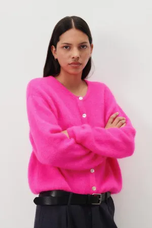 American Vintage Cardigan Vitow Fluro Pink Melange