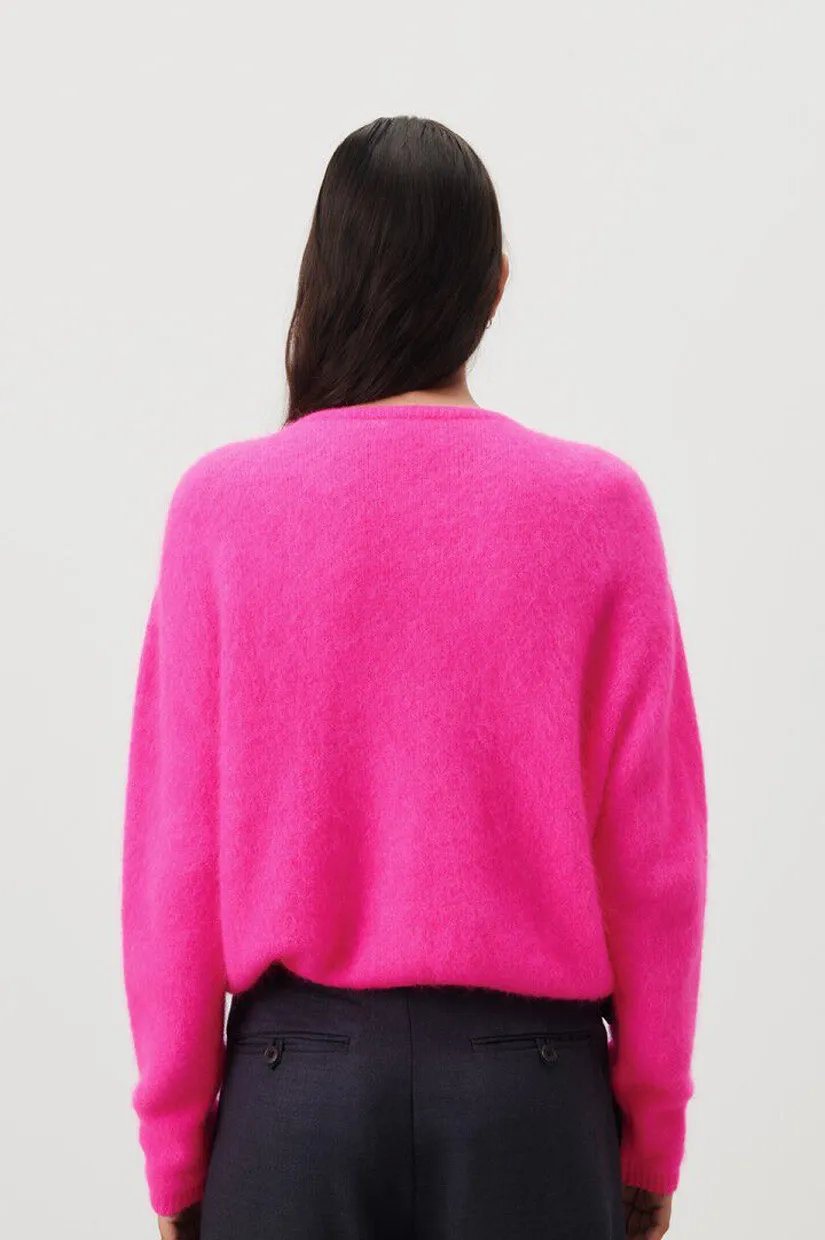 American Vintage Cardigan Vitow Fluro Pink Melange