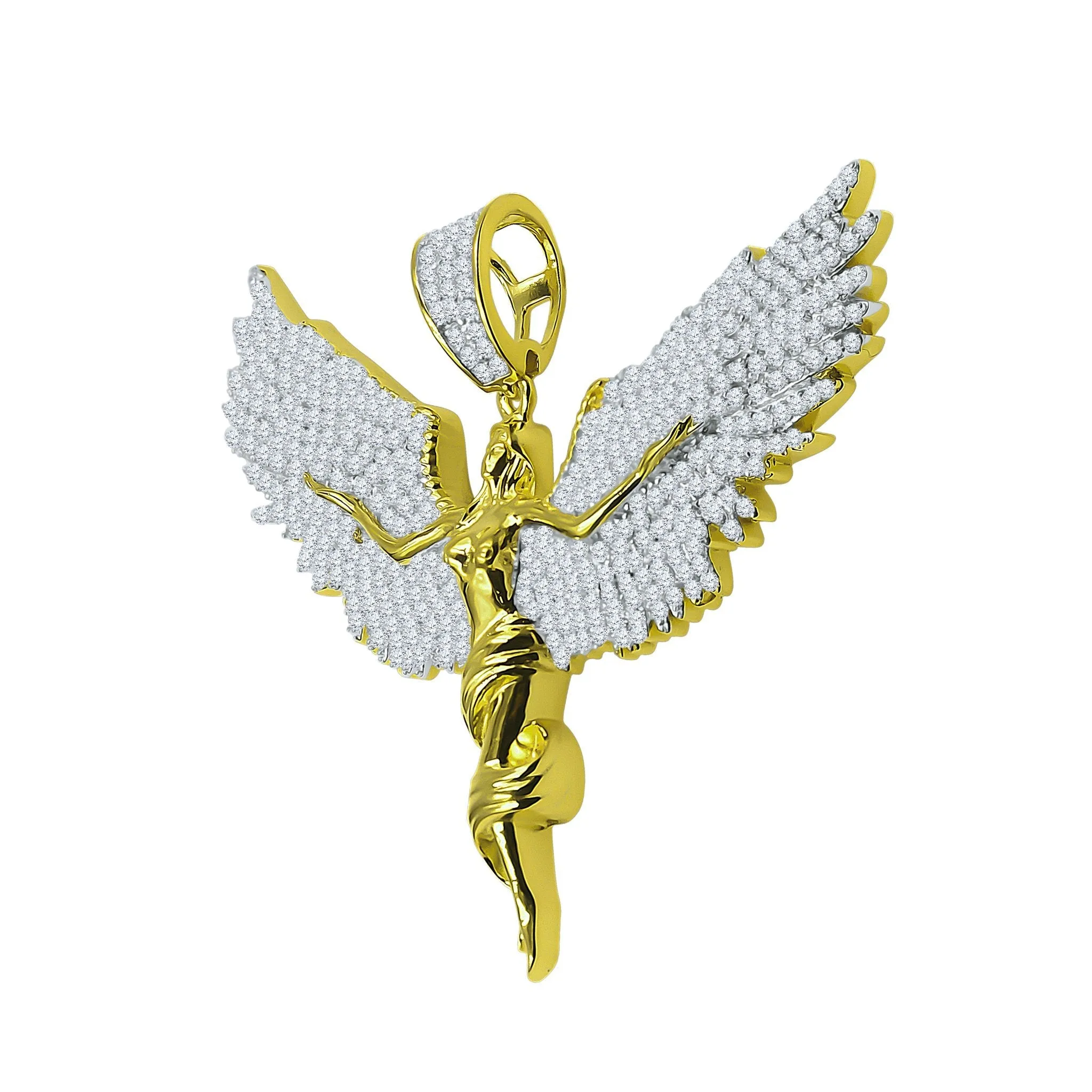 Angel Flit CZ Pendant - Delicate Brass Ornament for Women