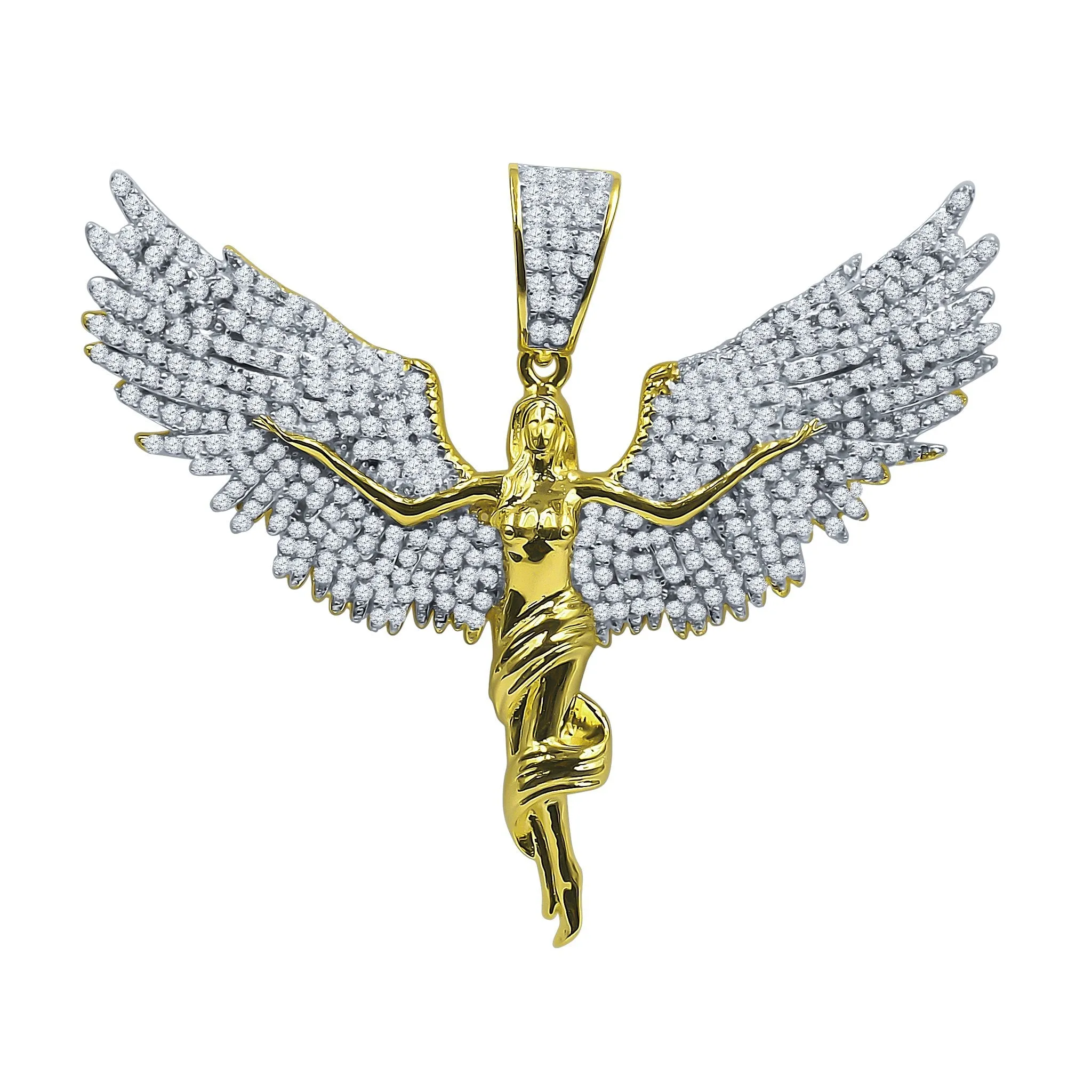 Angel Flit CZ Pendant - Delicate Brass Ornament for Women
