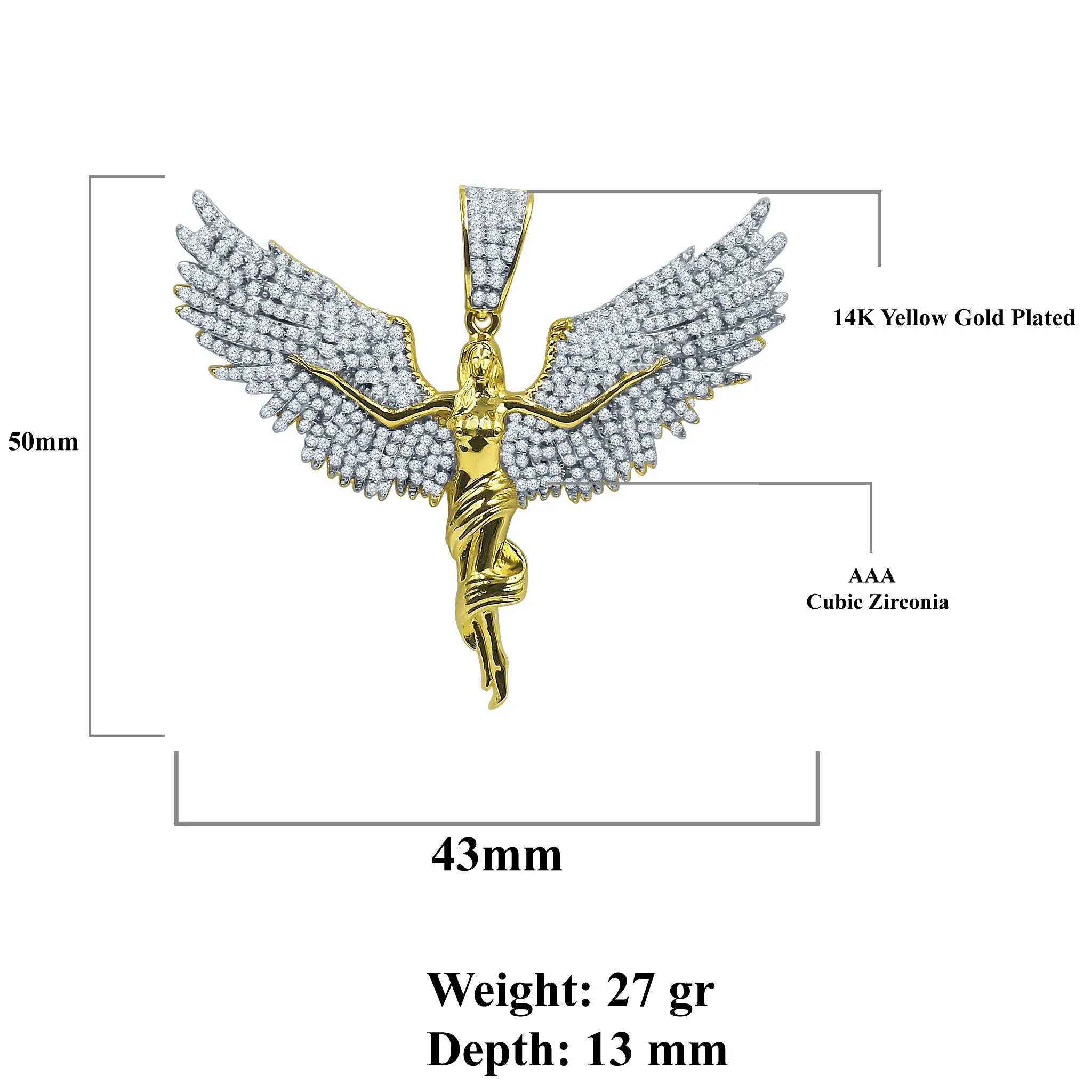 Angel Flit CZ Pendant - Delicate Brass Ornament for Women