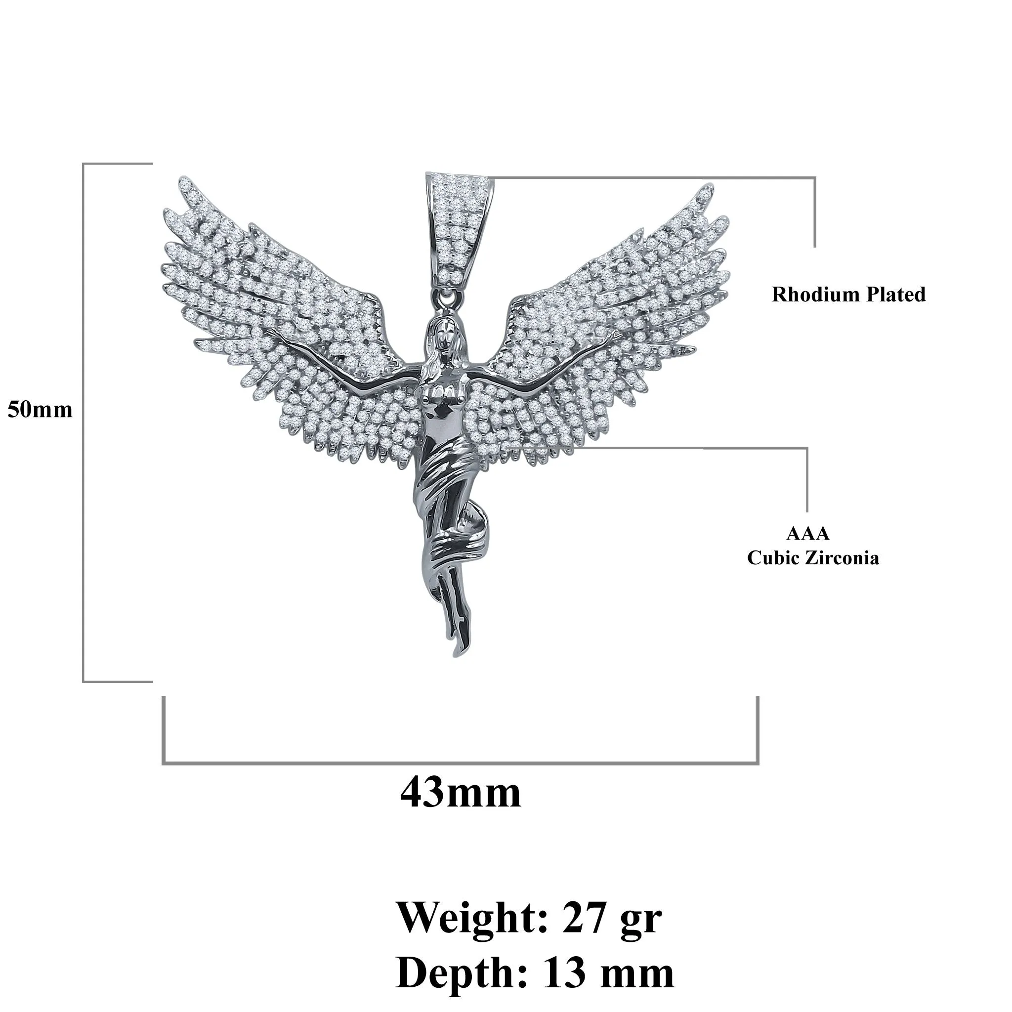 Angel Wing CZ Silver Pendant - Delicate and Luxurious Jewelry