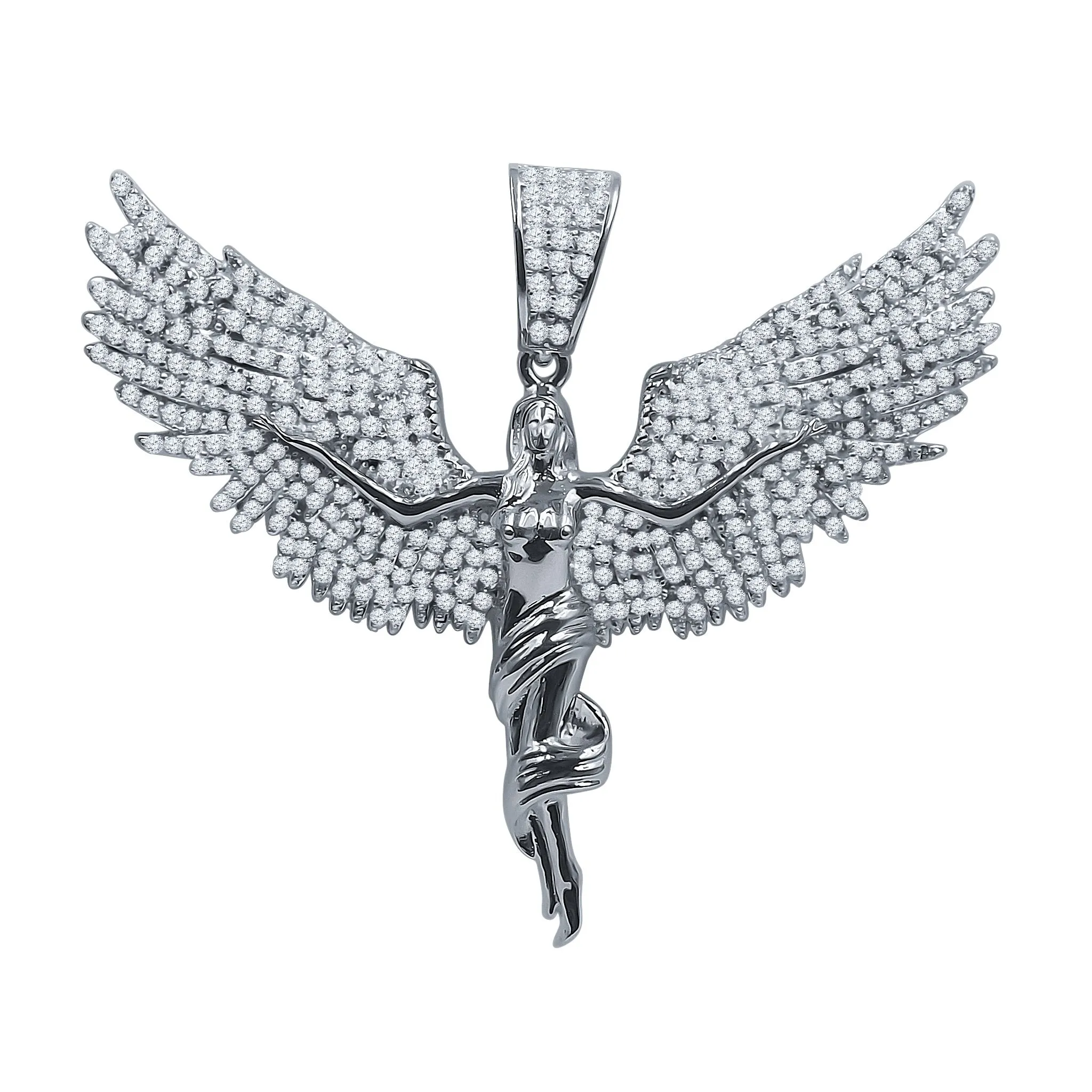 Angel Wing CZ Silver Pendant - Delicate and Luxurious Jewelry