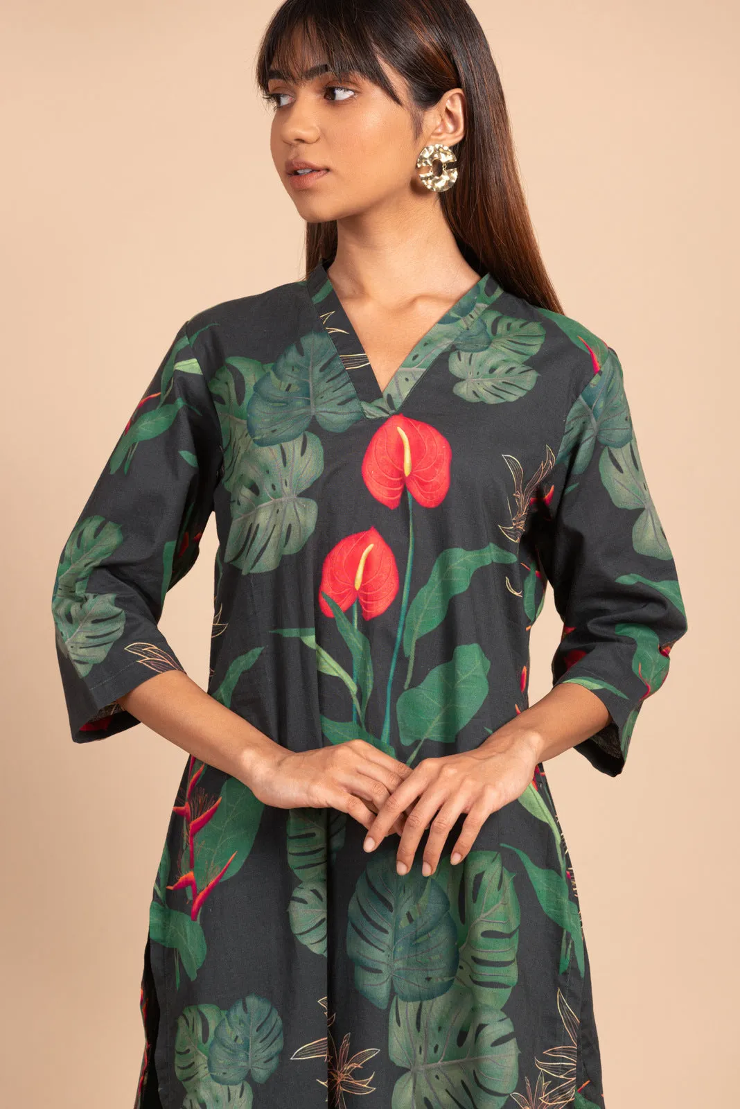 Anthurium print kurta set