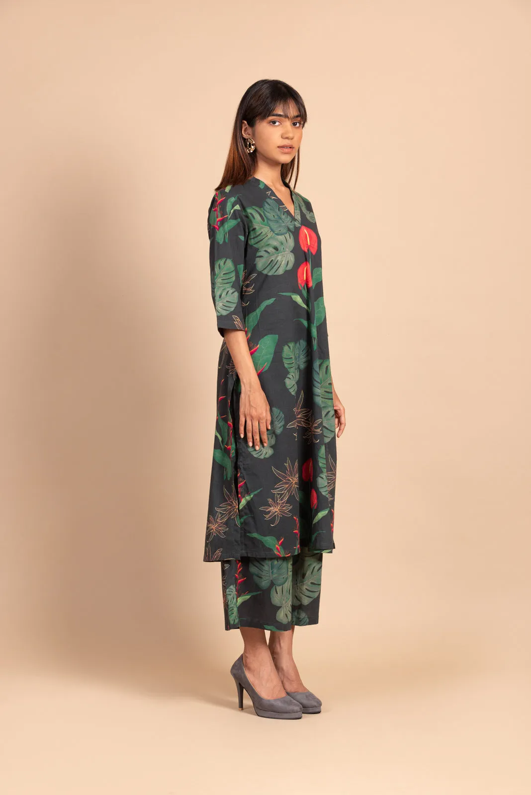 Anthurium print kurta set
