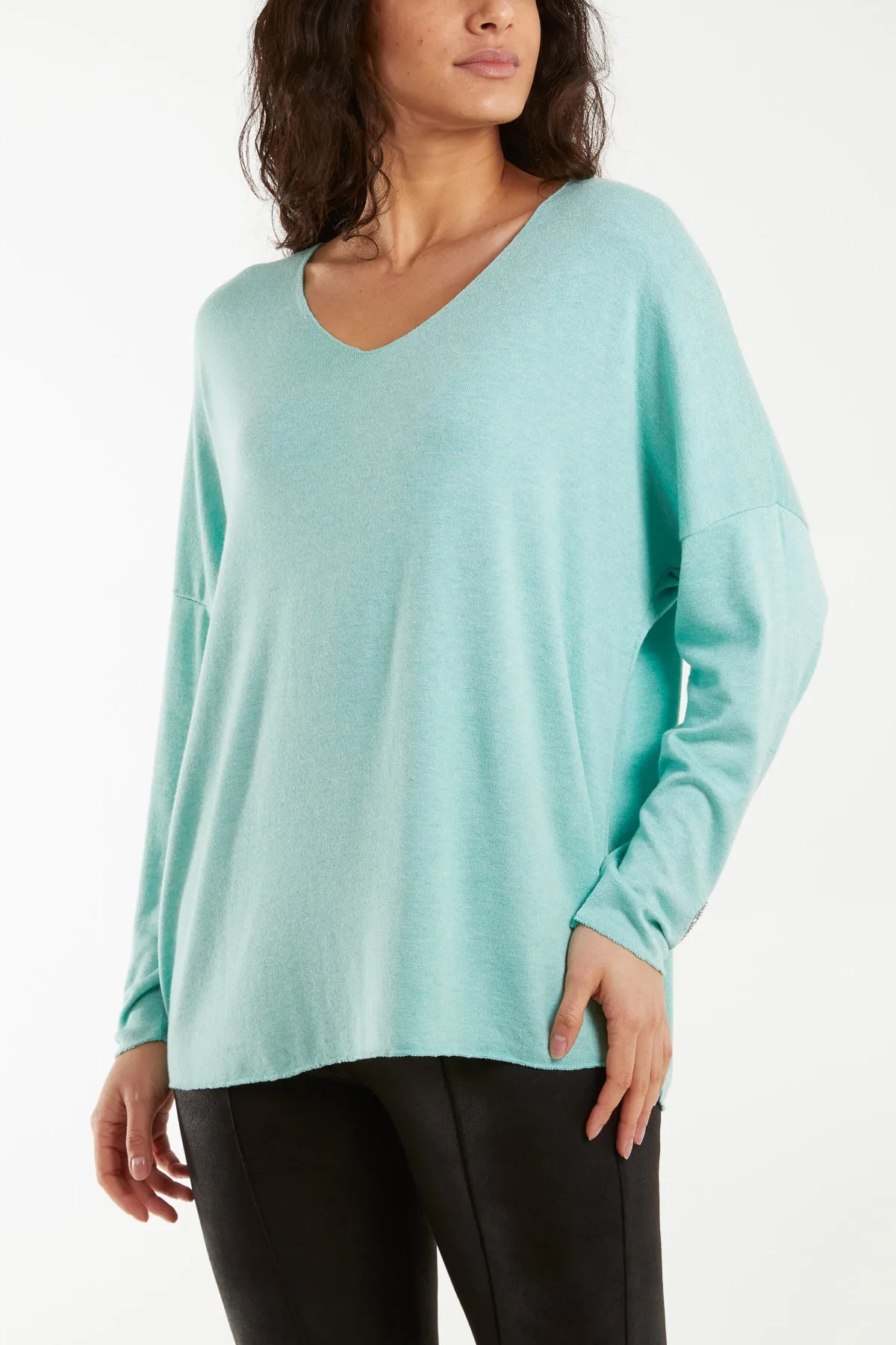 Appliqued Heart Sleeves Fine Knit Jumper