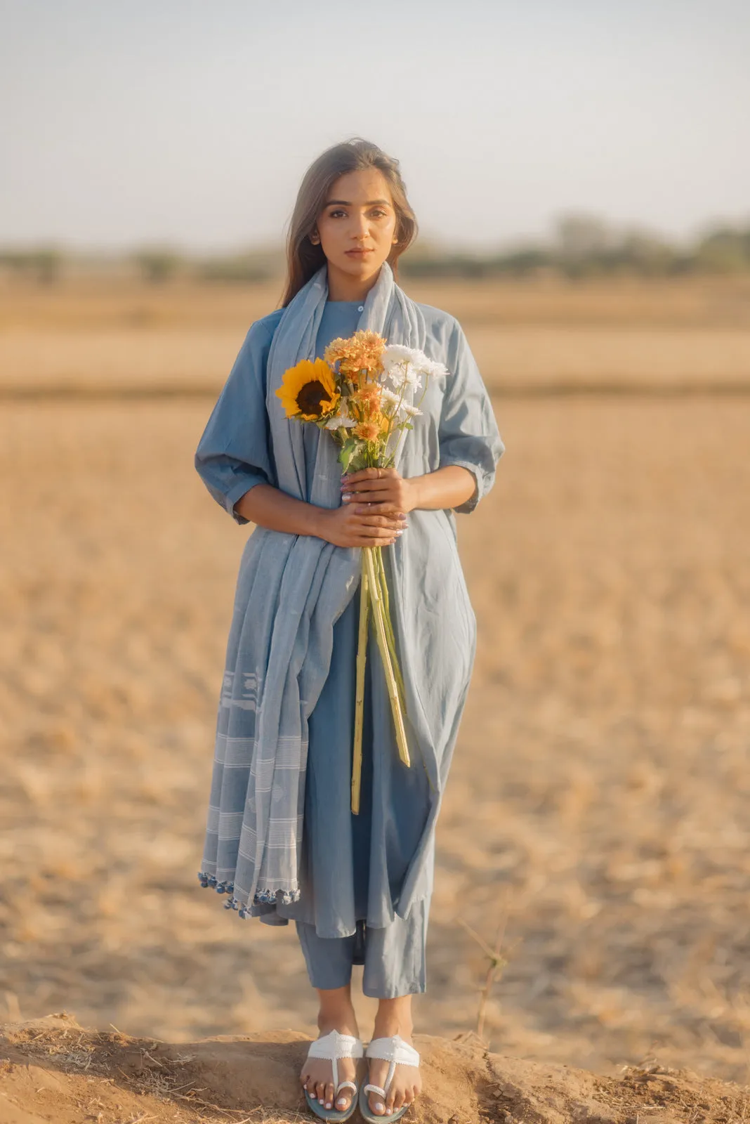 Ash grey Kalidaar Set with Dupatta