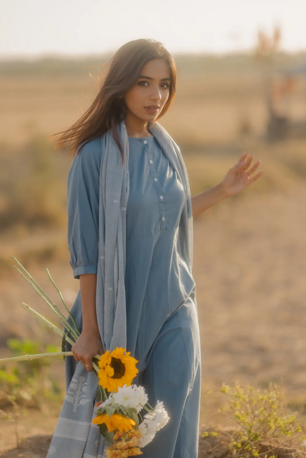Ash grey Kalidaar Set with Dupatta