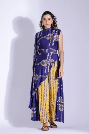 Asymmetric Top And Side Pleated Pants