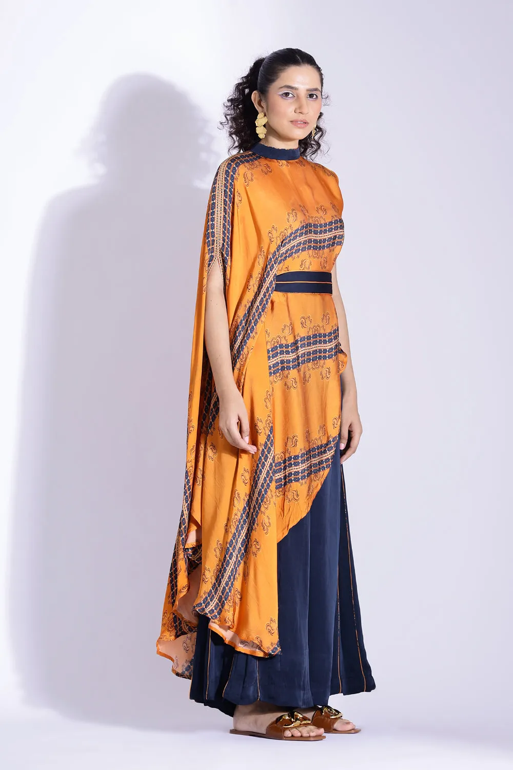 Asymmetric Top And Side Pleated Pants