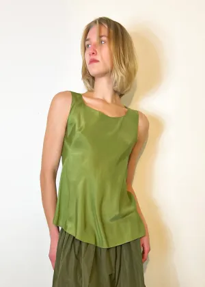 Asymmetrical Silk Tank - Grass