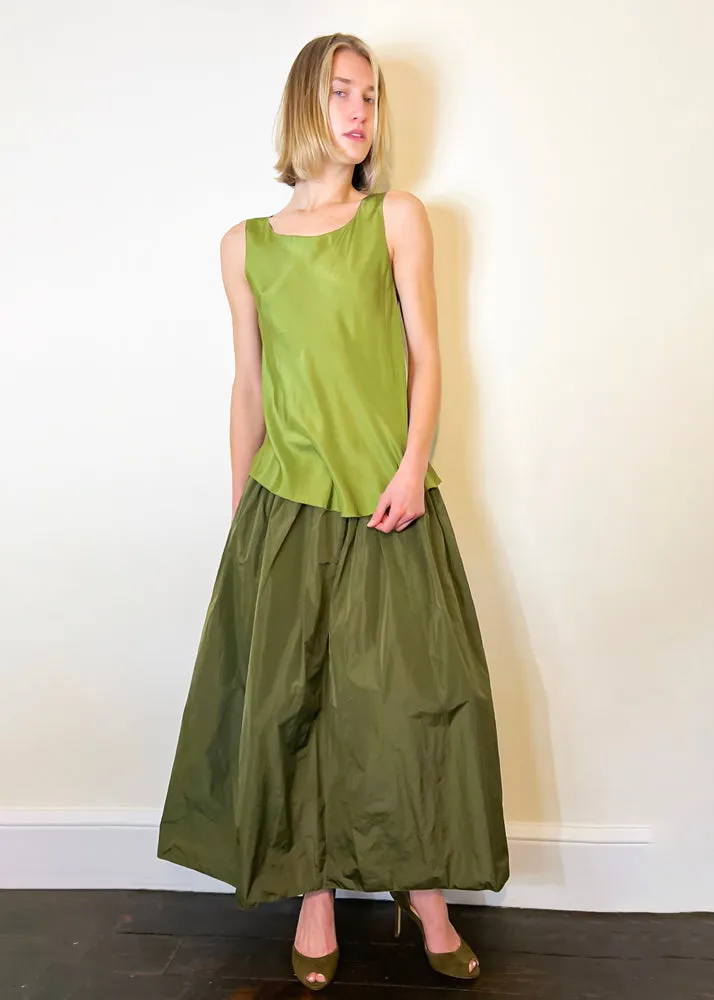 Asymmetrical Silk Tank - Grass