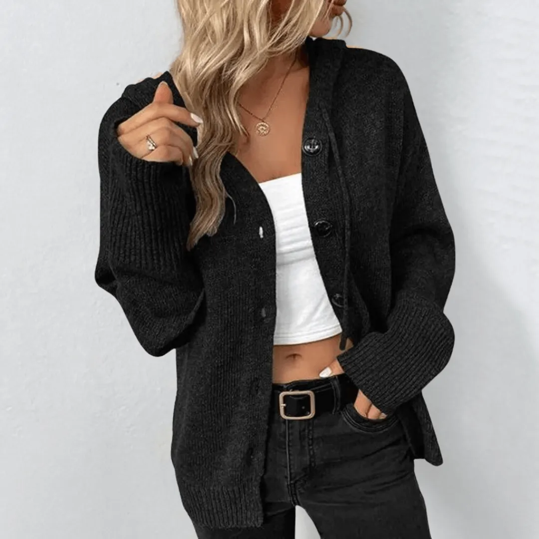 Audreiy | Women Chic Warm Hooded Cardigan | Button Down