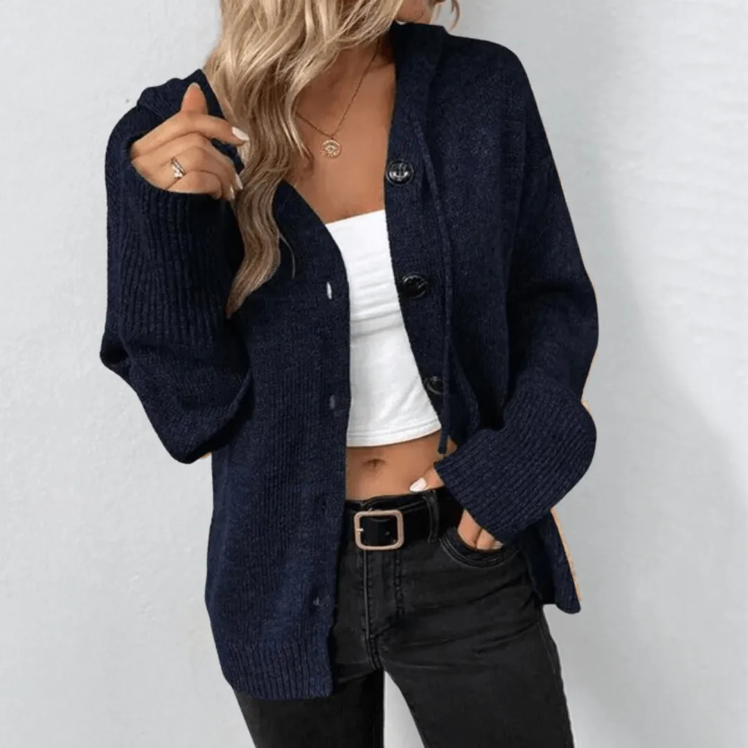 Audreiy | Women Chic Warm Hooded Cardigan | Button Down