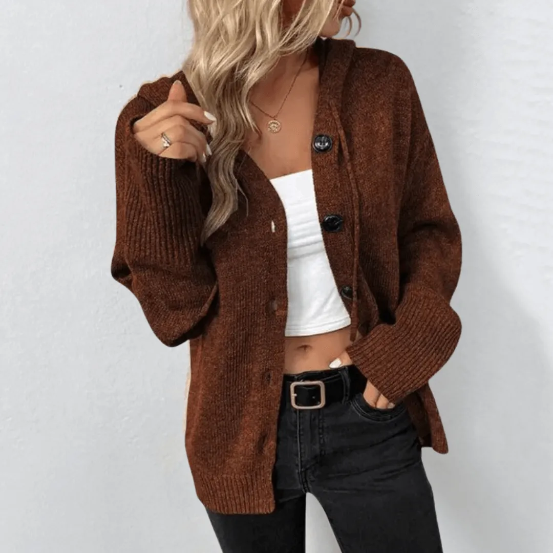 Audreiy | Women Chic Warm Hooded Cardigan | Button Down