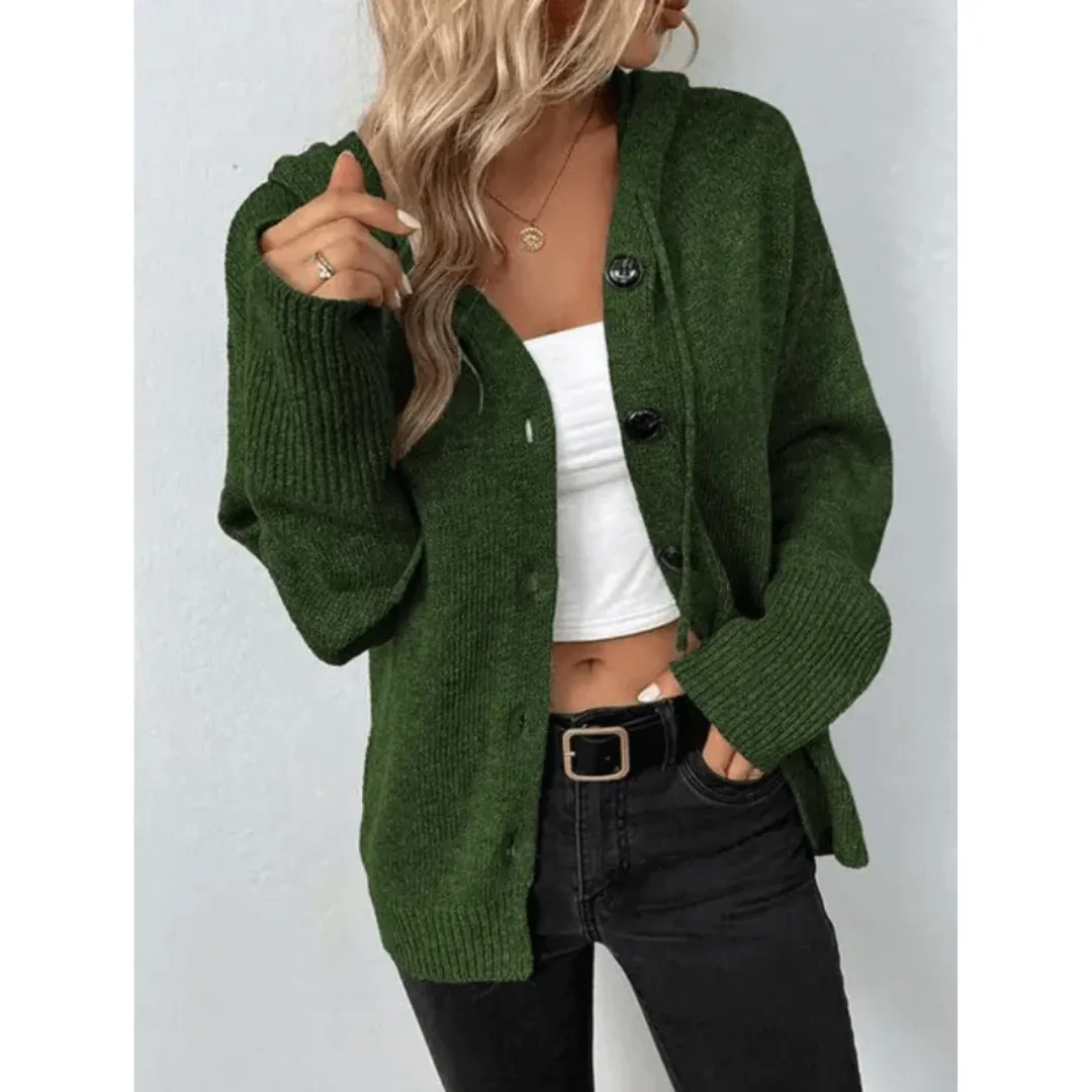 Audreiy | Women Chic Warm Hooded Cardigan | Button Down