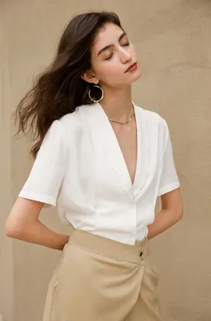 Ayla Scallop Collar Silk Blend Blouse