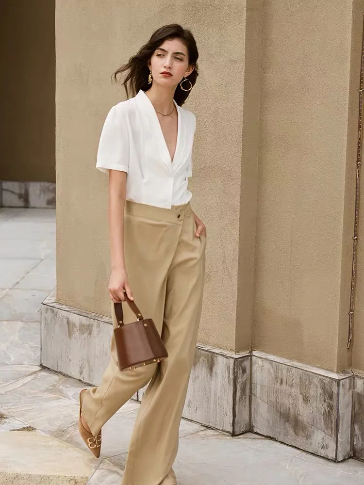 Ayla Scallop Collar Silk Blend Blouse