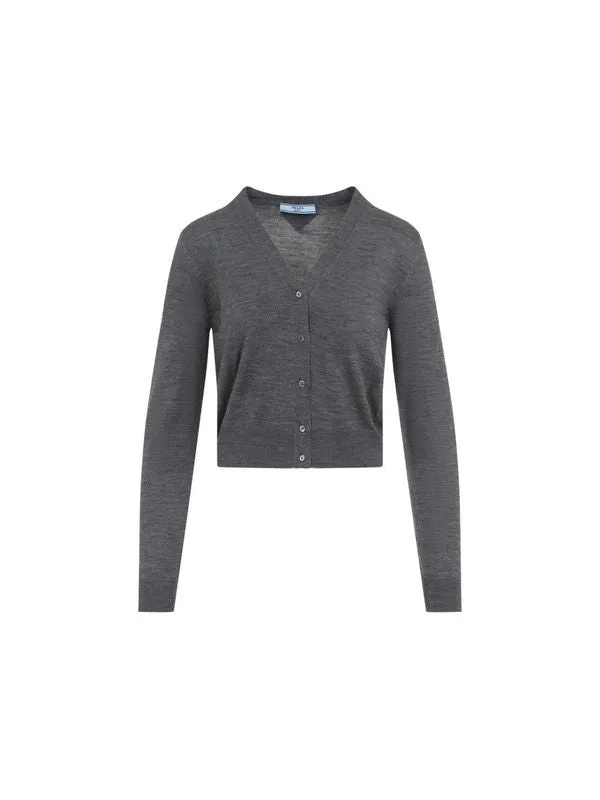 Back Logo Patch Virgin Wool Cardigan
