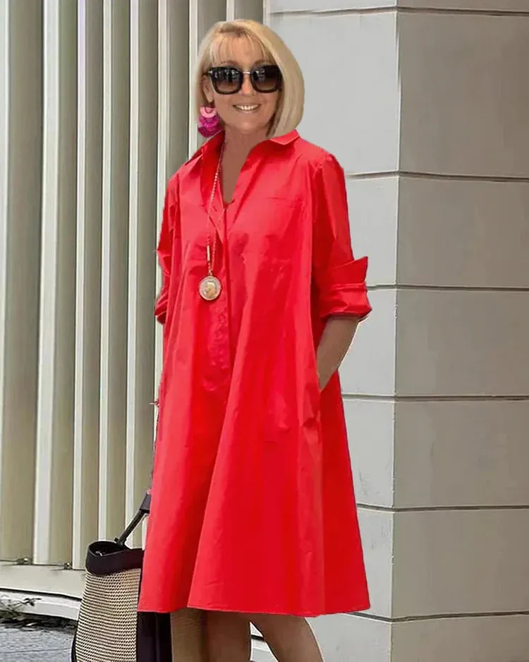 Bailey - Spring-Summer Temperament Shirt Collar Half-length Dress