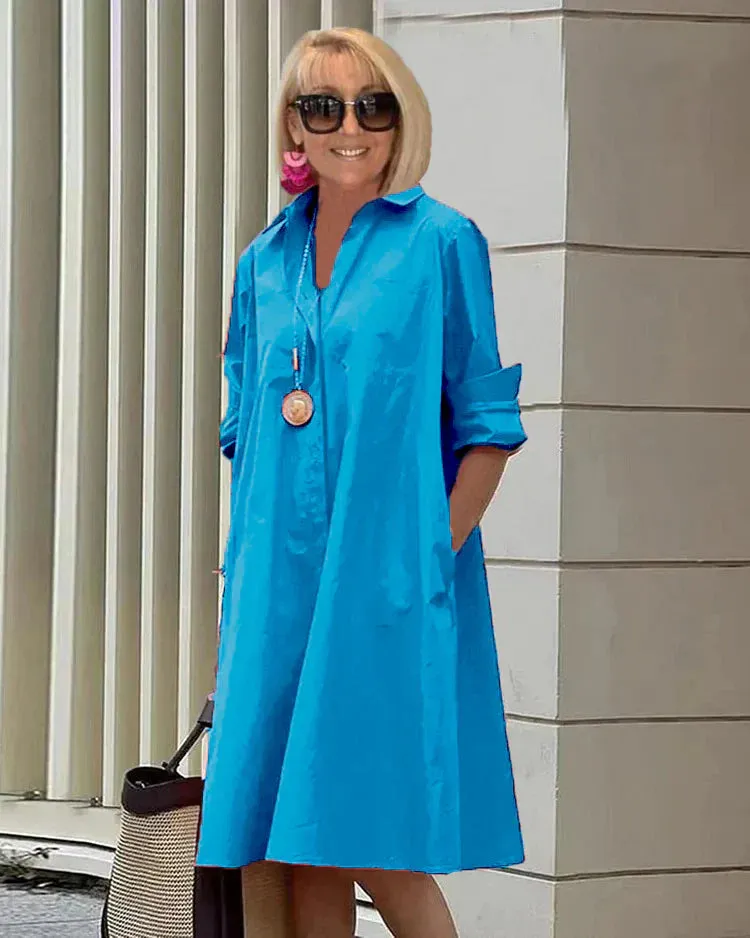 Bailey - Spring-Summer Temperament Shirt Collar Half-length Dress