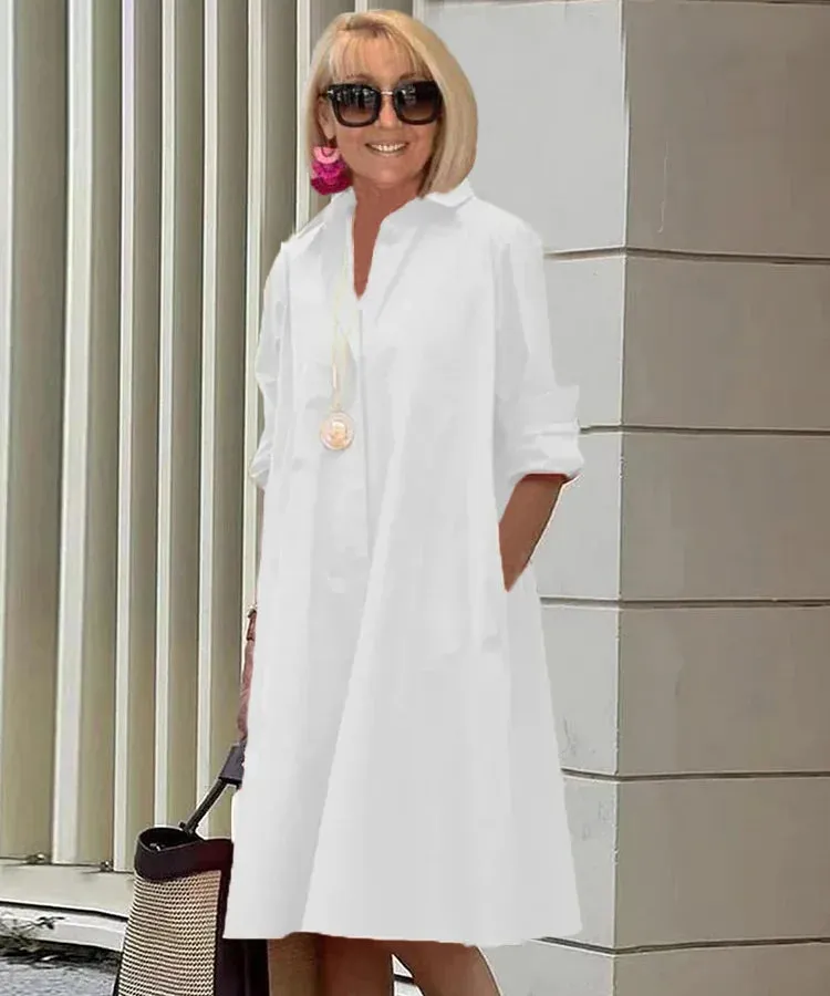 Bailey - Spring-Summer Temperament Shirt Collar Half-length Dress